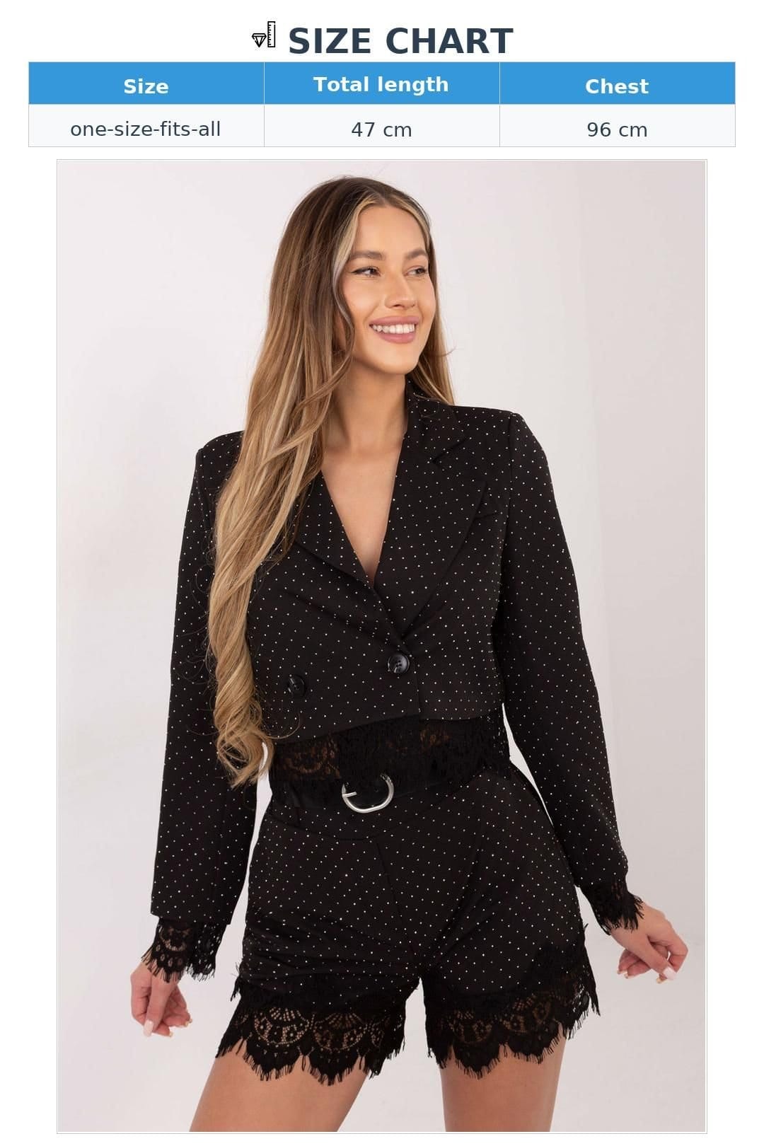 Love Lace Love Lace Women's Elegant Double Breasted Jet Lace Blazer in Black - 4