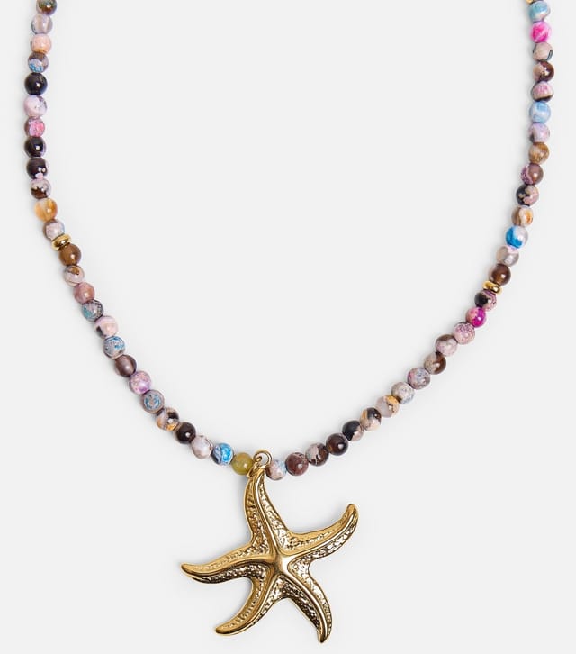 Public Desire Gold Tone Beaded Starfish Pendant Necklace Public Desire New Look - 2