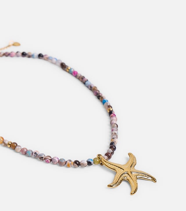 Public Desire Gold Tone Beaded Starfish Pendant Necklace Public Desire New Look - 3