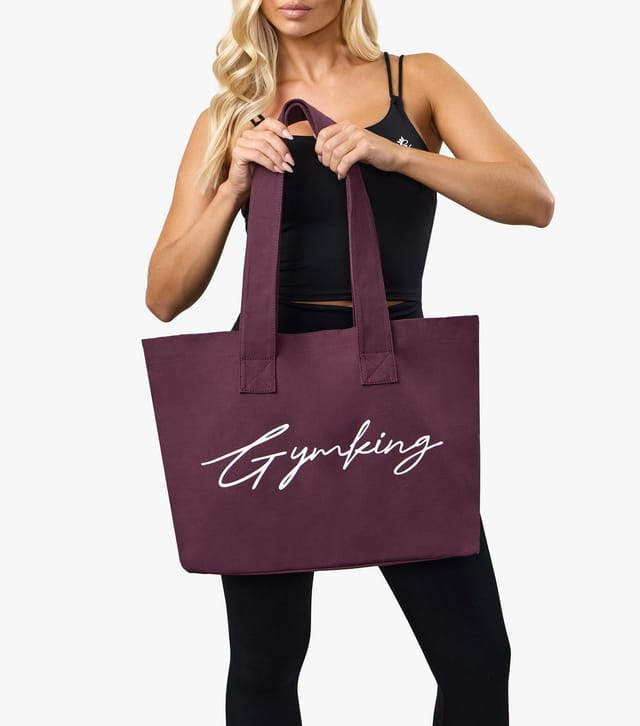 Gym King Dark Burgundy Logo Tote Bag Gym King New Look - 3