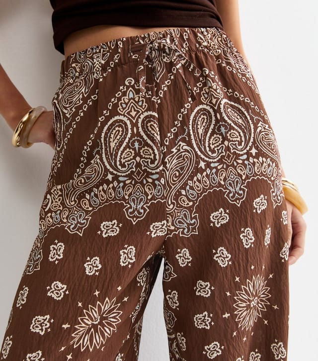New Look Women's Brown Paisley Wide Leg Trousers New Look - 3