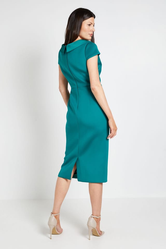 Wallis Wallis Women's Occasion Scuba Corsage Midi Dress in Forest - 3
