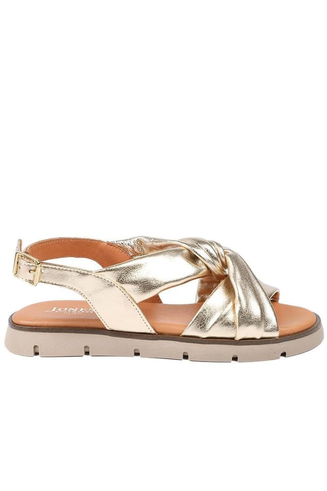 Jones Bootmaker Jones Bootmaker Women's Jocasta Leather Twist Strap Sandals in Gold - 2