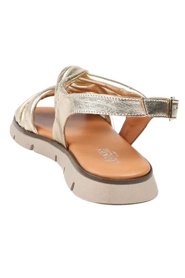 Jones Bootmaker Jones Bootmaker Women's Jocasta Leather Twist Strap Sandals in Gold - 3