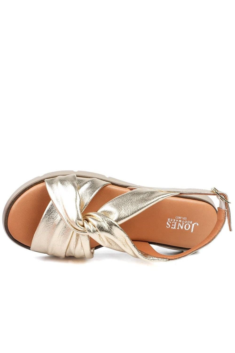 Jones Bootmaker Jones Bootmaker Women's Jocasta Leather Twist Strap Sandals in Gold - 4