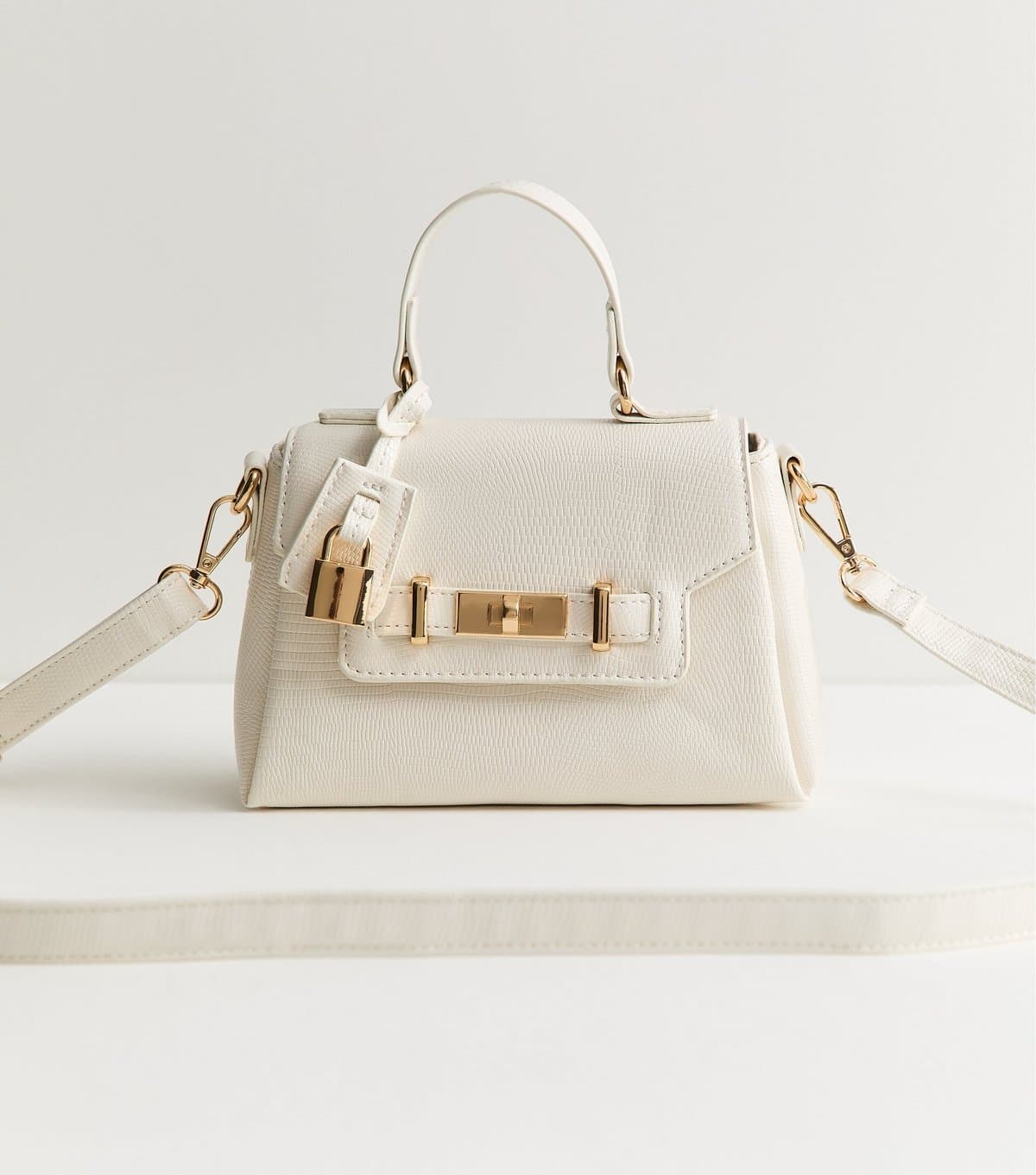 New Look New Look White Faux Leather Textured Lizard Effect Mini