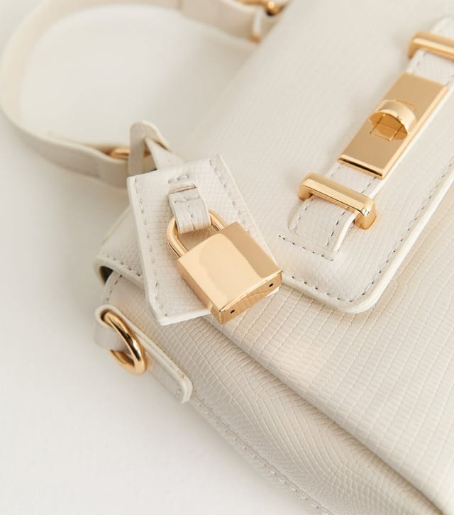 New Look White Faux Leather Textured Lizard Effect Mini Crossbody Bag Vegan New Look - 3