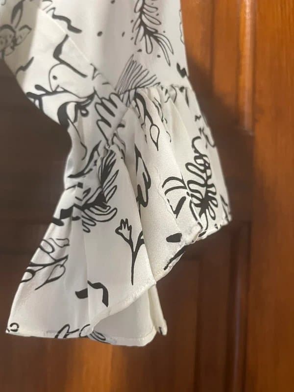 Rixo Rixo Laura Jackson Collab Free as a Bird Ivory Black Silk Dress - XS - UK8 New with tags