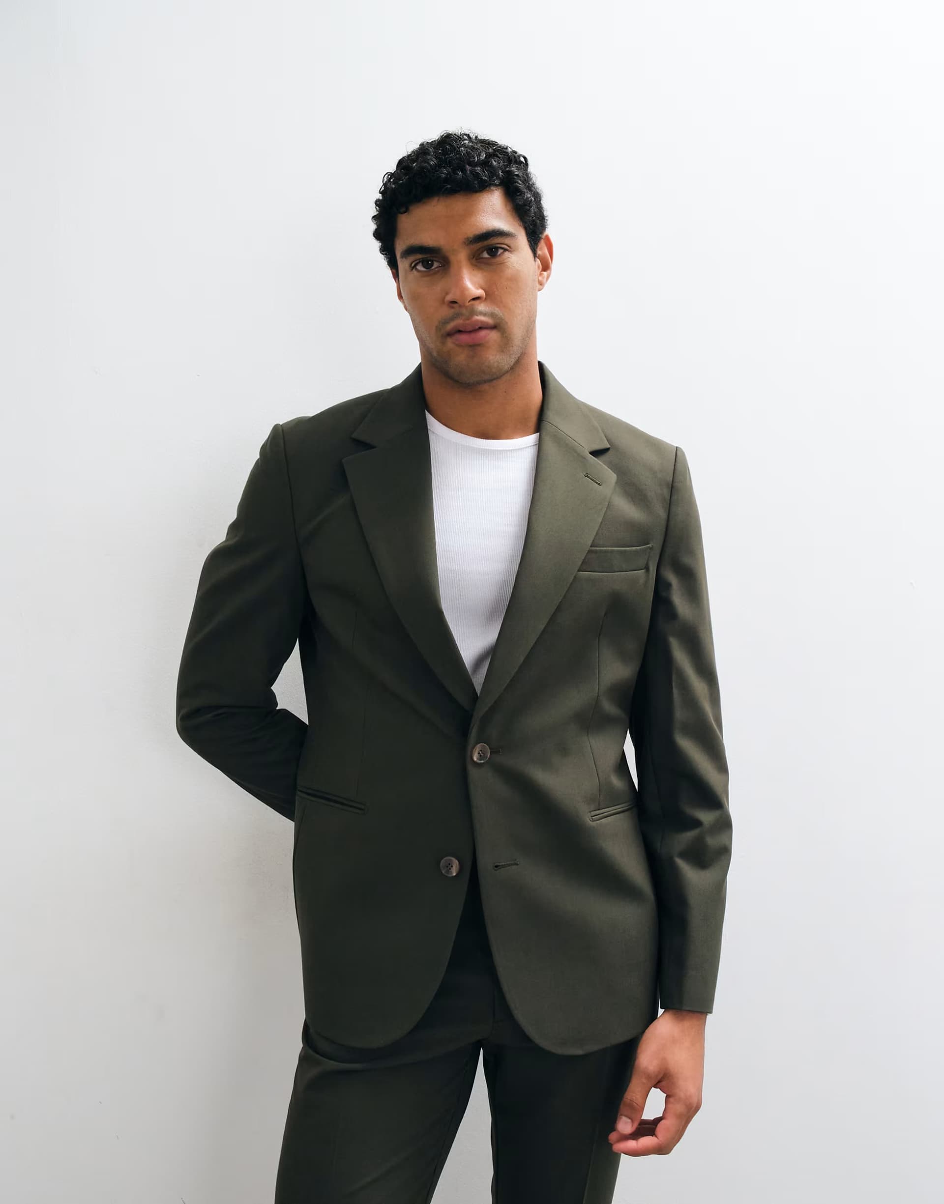 ASOS ASOS DESIGN crease resistant slim suit jacket in olive green