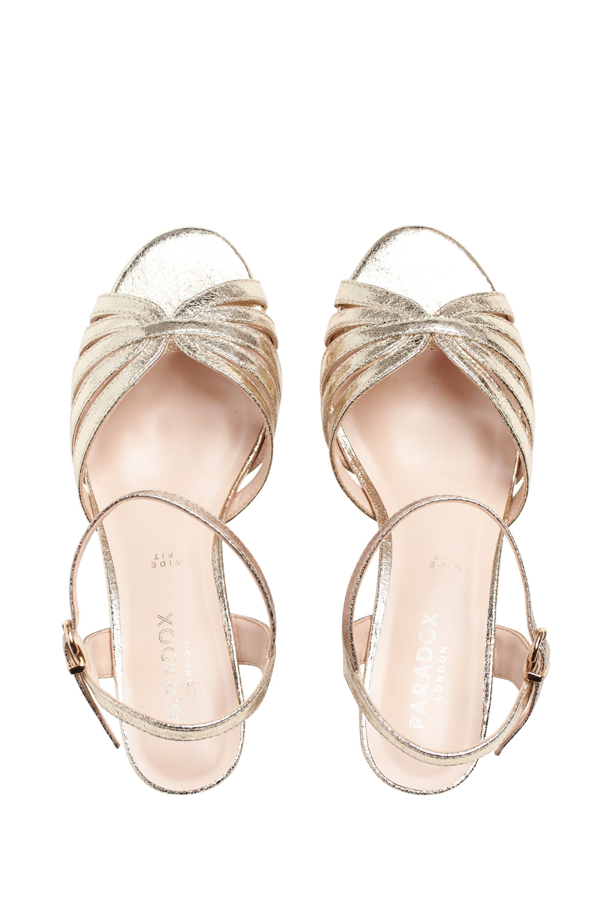 Paradox London Paradox London Women's Silver 'Taytum' Wide Fit Heeled Sandals in Gold - 3