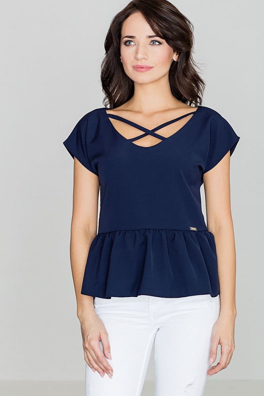 Love Lace Love Lace Blue Asymmetric Frill Blouse