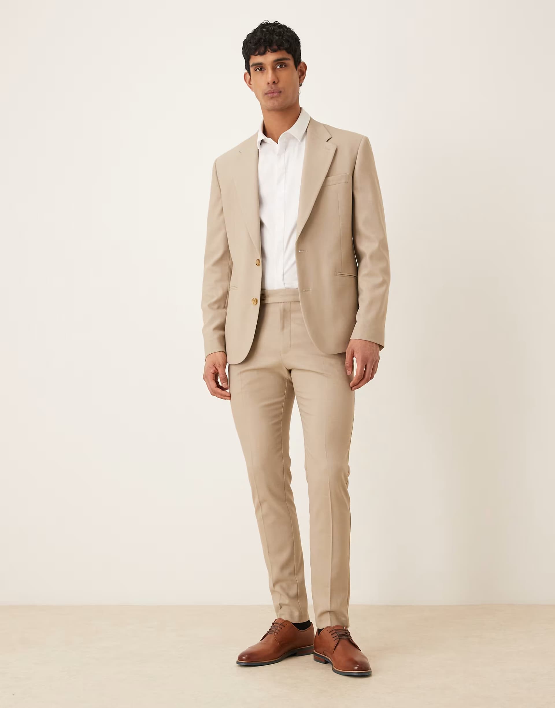ASOS ASOS DESIGN skinny suit trousers in stone microtexture