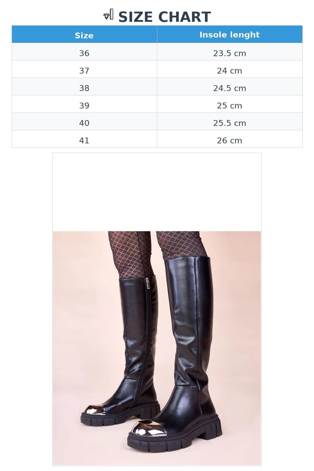 Love Lace Love Lace Women's Knee High Flat Boots with Gold Toe for Everyday Style Wear in Black - 4
