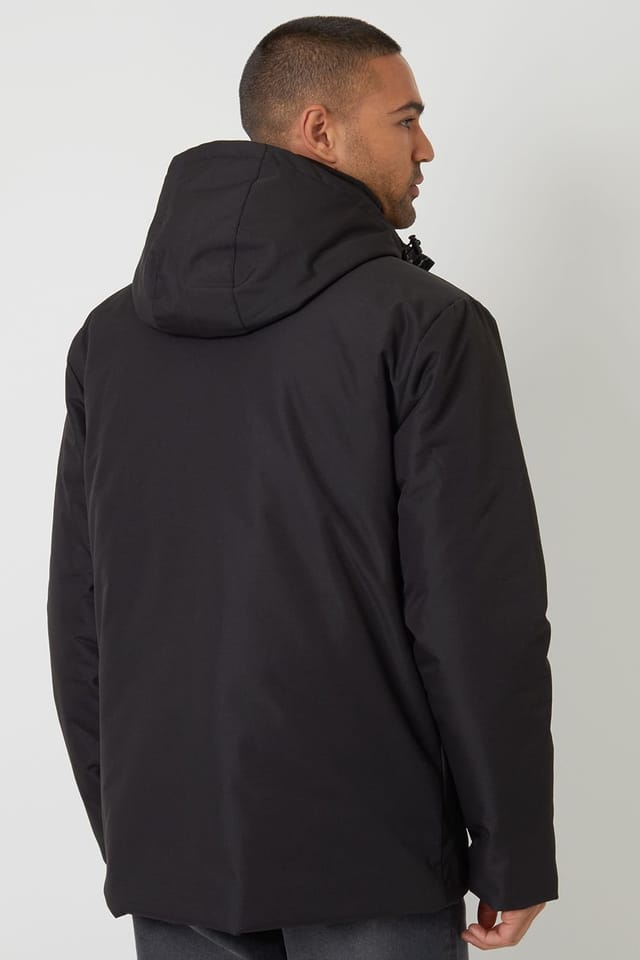 Threadbare Threadbare Men's Showerproof Longline Hooded Padded Jacket in Black - 2