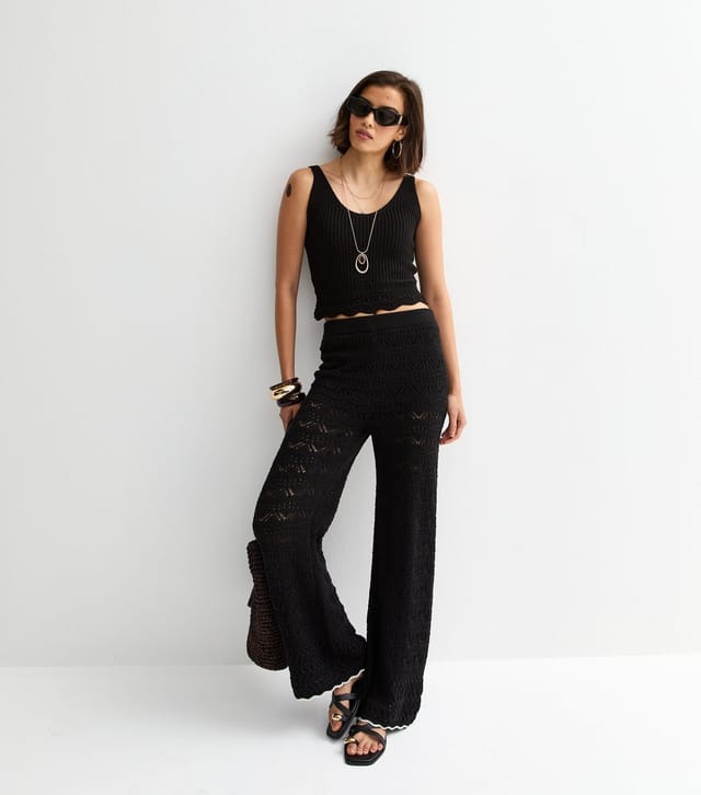 New Look Women's Black Cotton Rich Stitchy-Hem Scoop Neck Vest New Look - 3