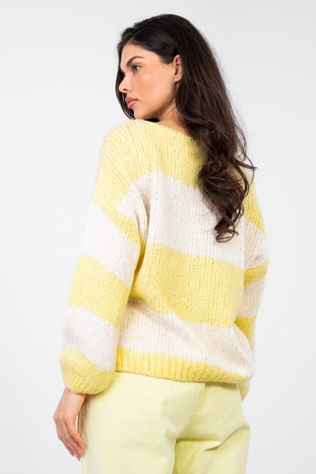 Love Lace Love Lace Women's Striped Oversized Knit Sweater in Yellow - 3