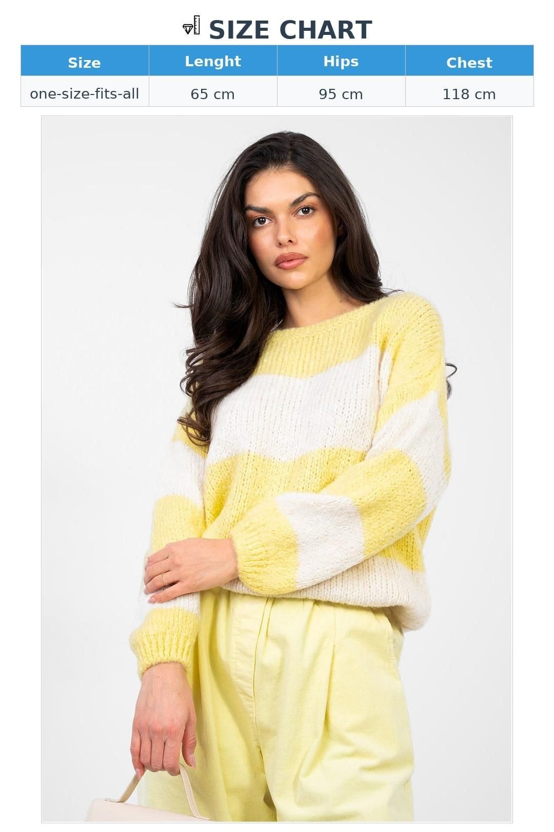 Love Lace Love Lace Women's Striped Oversized Knit Sweater in Yellow - 4