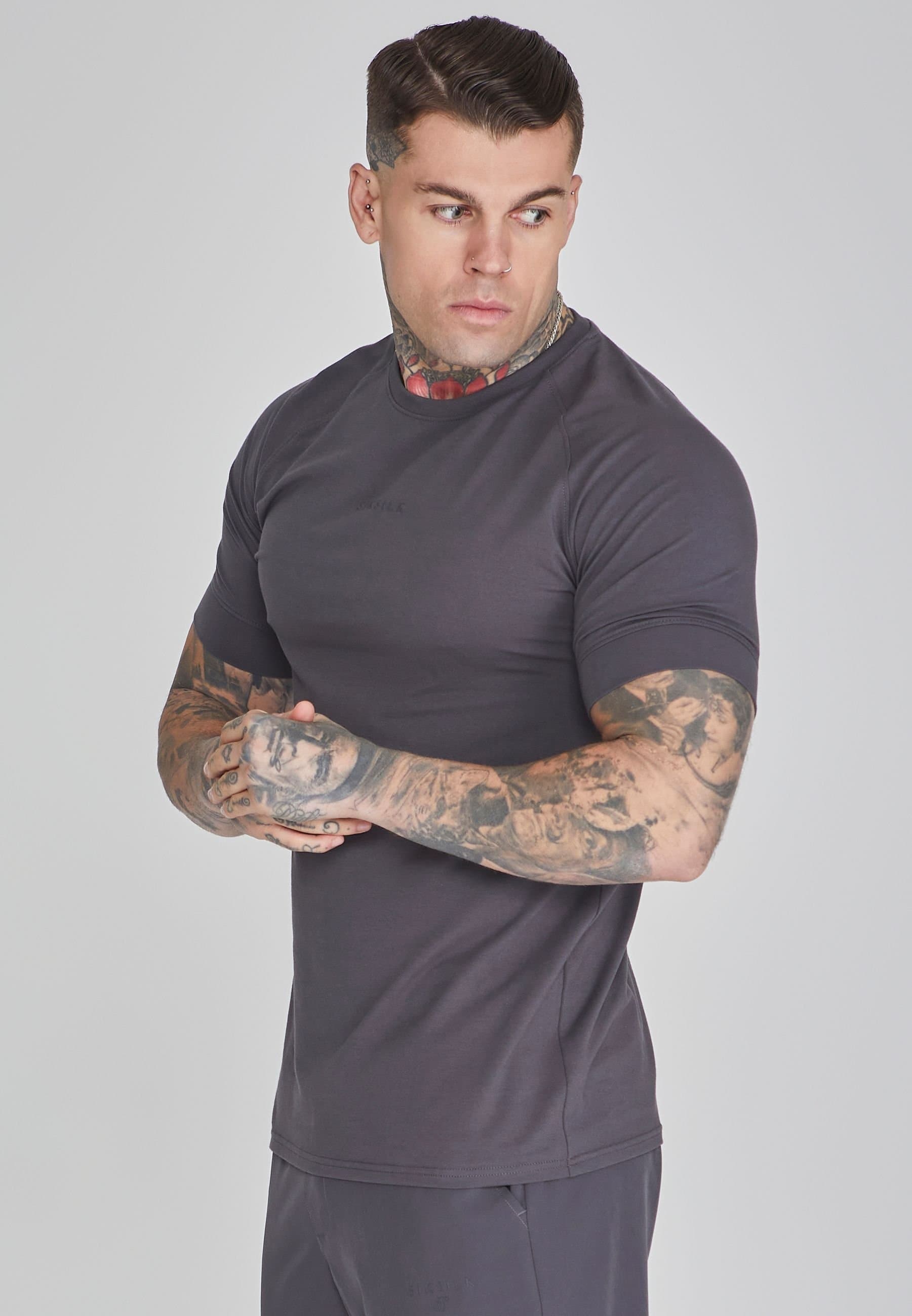 SikSilk SikSilk Men's Smart T-Shirt in Dark Grey