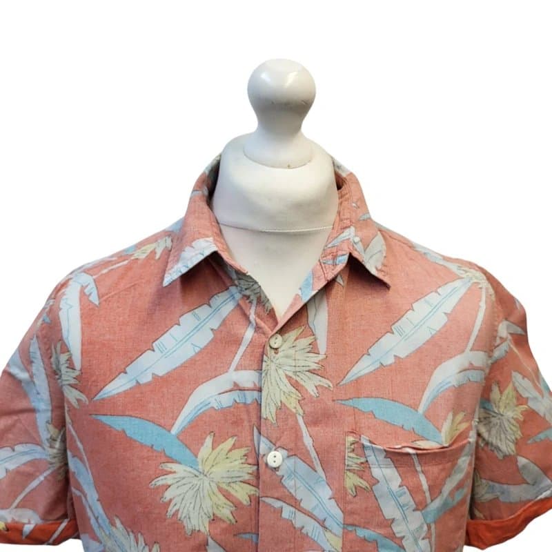 Topman Topman Pink Leafy Print Short Sleeve Hawaiian Shirt Uk Men's Size L