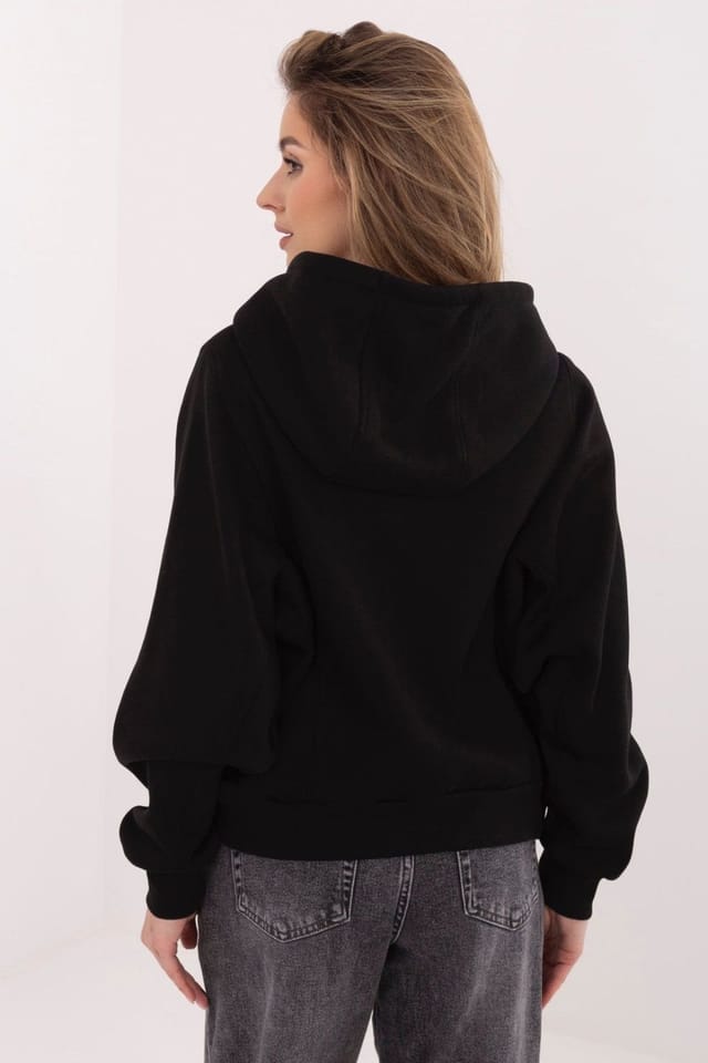 Love Lace Love Lace Women's Hooded Zip Front Cotton Blend Sweatshirt in Black - 3