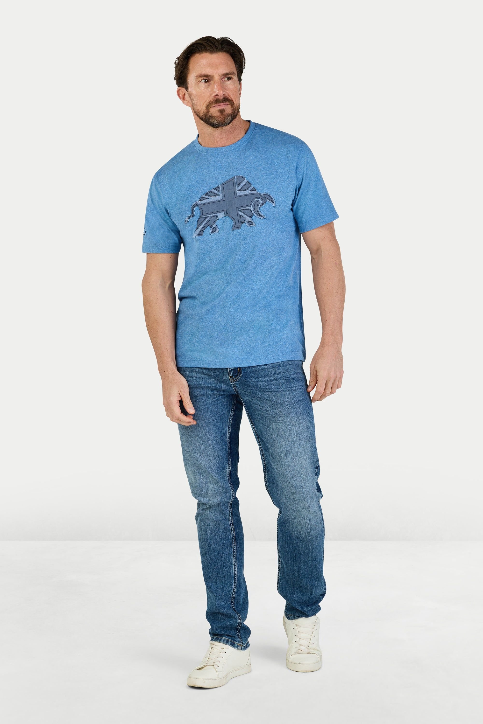 raging bull Raging Bull Men's Union Jack Bull T-Shirt in Mid Blue - 2