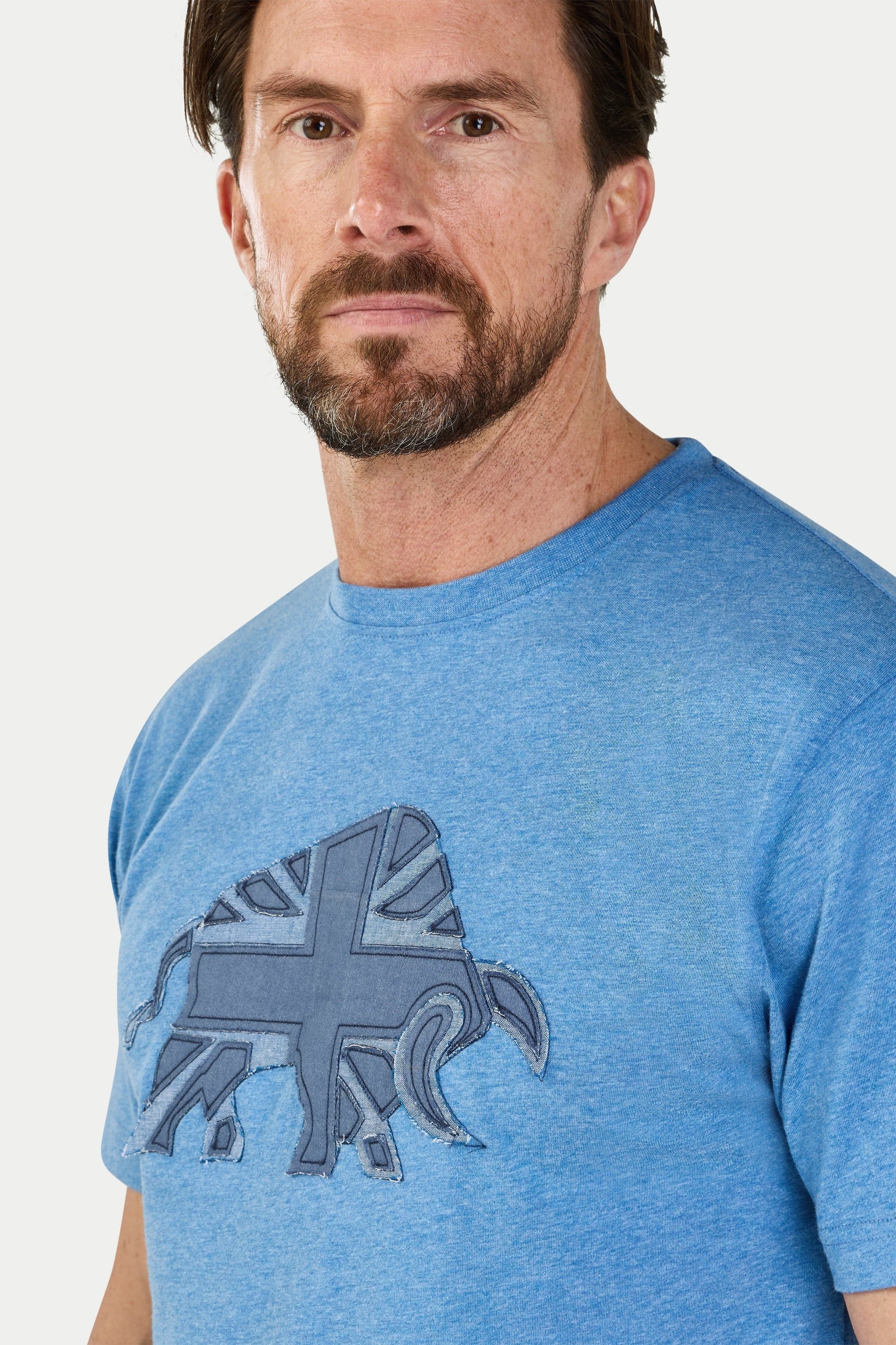 raging bull Raging Bull Men's Union Jack Bull T-Shirt in Mid Blue - 3