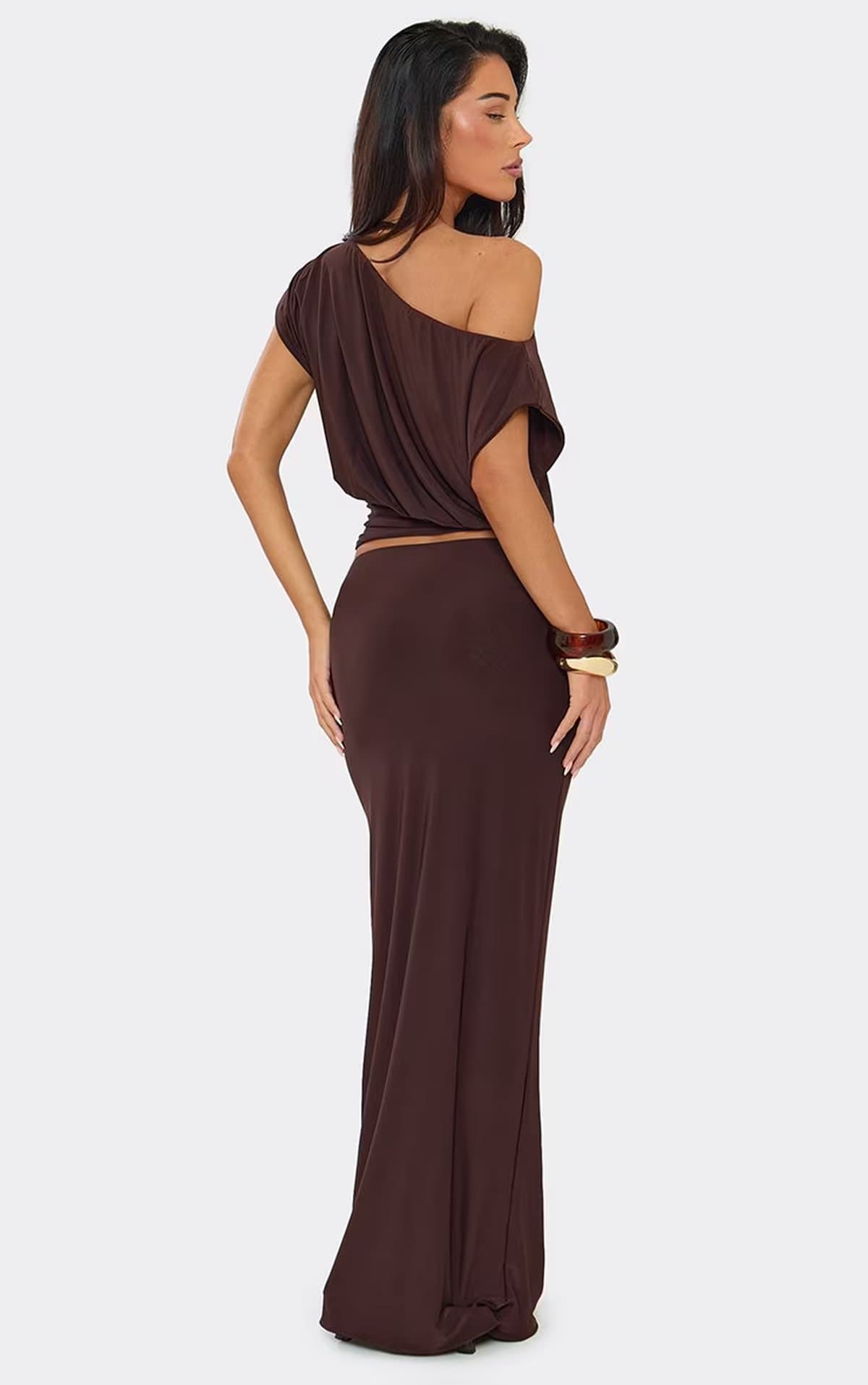EGO Low Rise Maxi Skirt In Brown, Women's Size UK 6