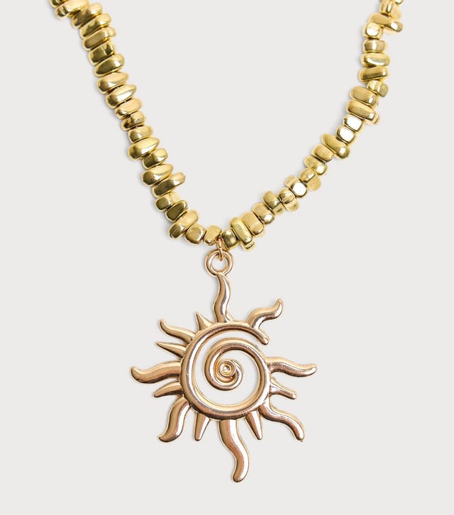 Public Desire Gold Tone 2 Layer Sunshine Pendant Necklace Public Desire New Look - 3