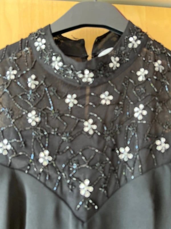 New Look New Look pretty black full skirt short dress with bead embellishment to bodice - 1