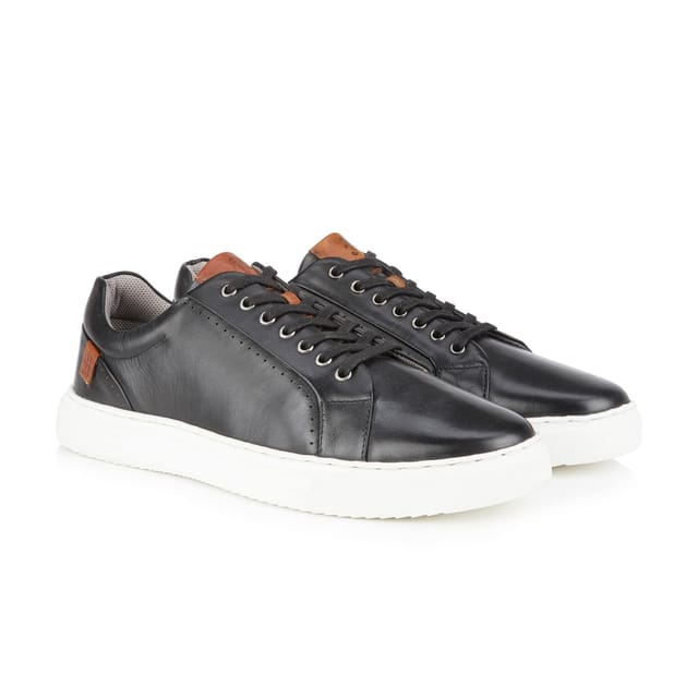 Amen Shoes Amen Shoes Men's Cavan Leather Cup Sole Trainers in Navy - 2