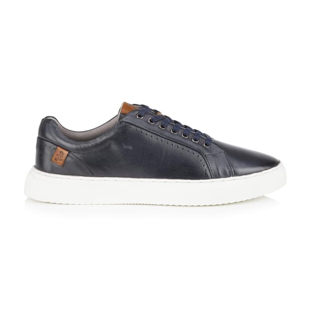 Amen Shoes Amen Shoes Men's Cavan Leather Cup Sole Trainers in Navy - 3