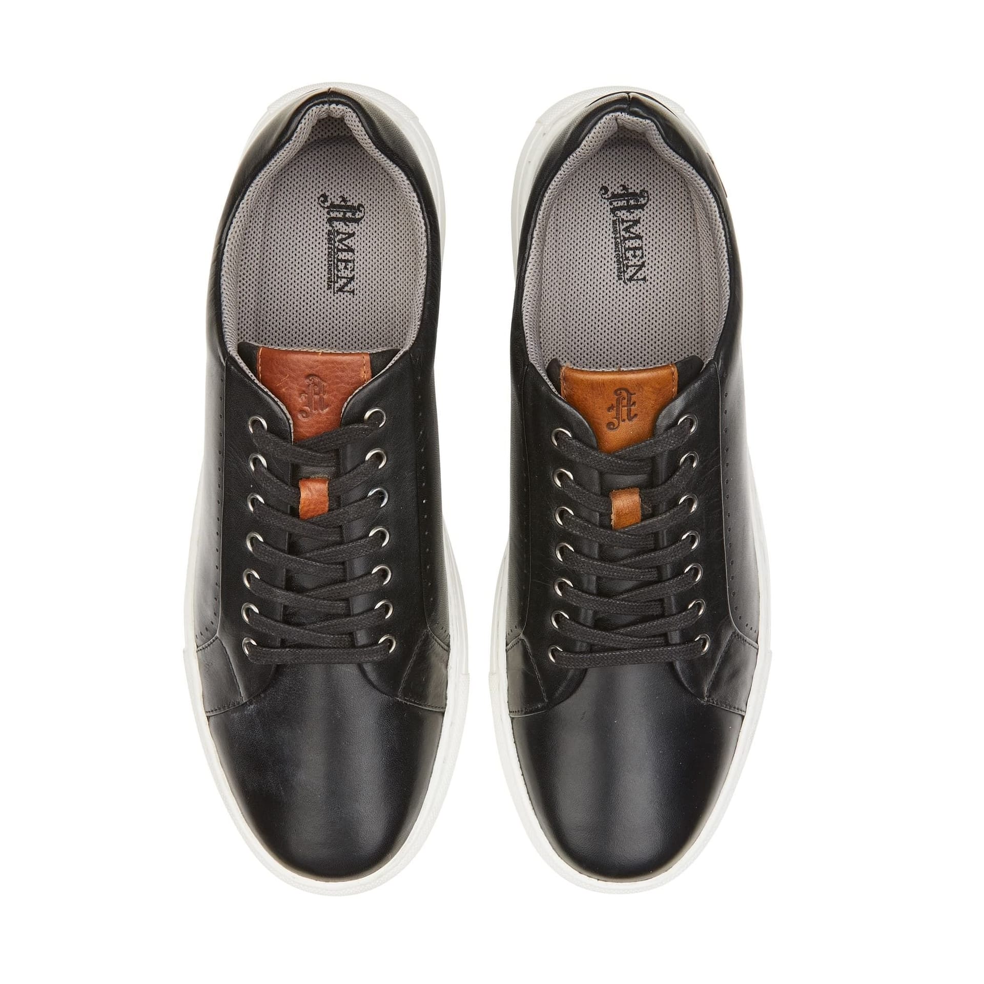Amen Shoes Amen Shoes Men's Cavan Leather Cup Sole Trainers in Navy - 4