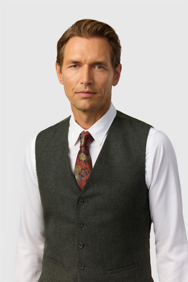 Ted Baker Ted Baker Men's Single Breasted Five Button Tailored Waistcoat in Dark Green - 2