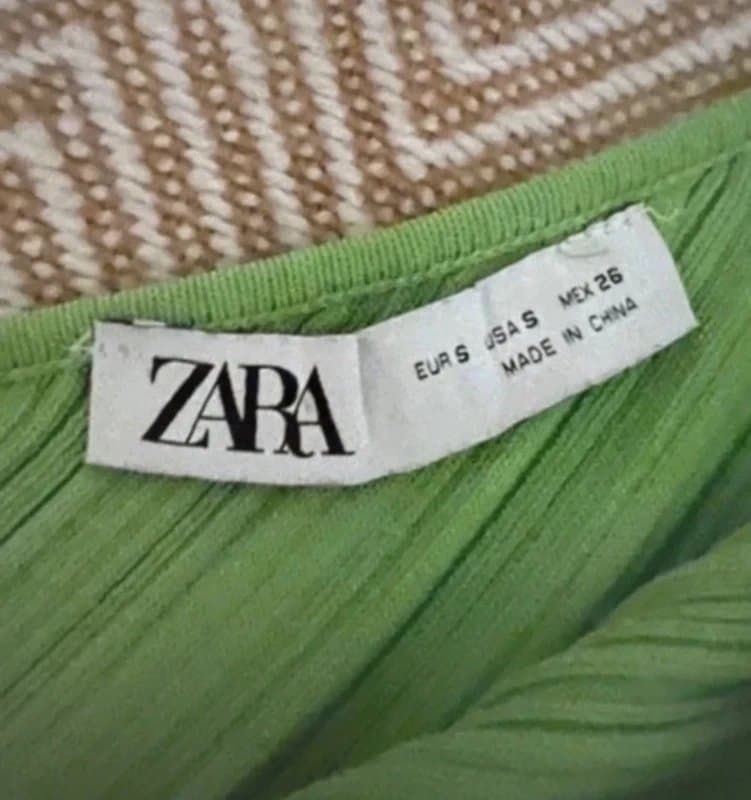 Zara Zara bright green cute ribbed asymmetrical top and trousers