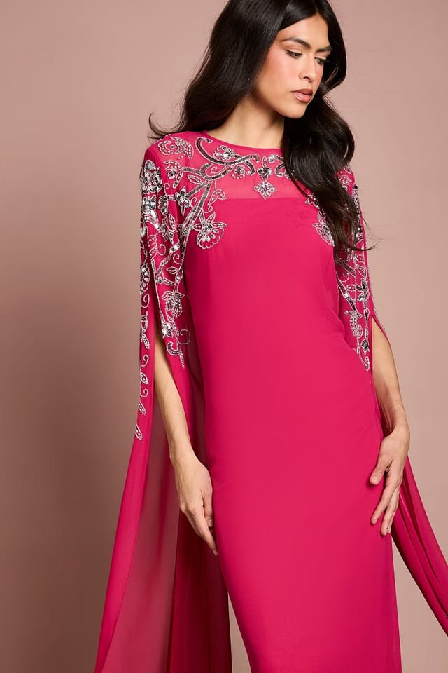 Coast Coast Women's Embellished Cape Maxi Dress in Berry - 2