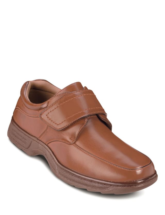 Cushion Walk Cushion Walk Men's Touch Fasten Wide Fit Shoe With Gel Pad in Tan - 3
