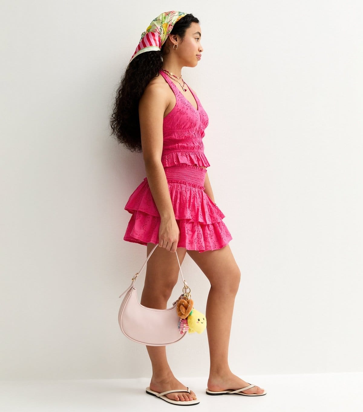 New Look Bright Pink Broderie Anglaise Rara Mini Skort