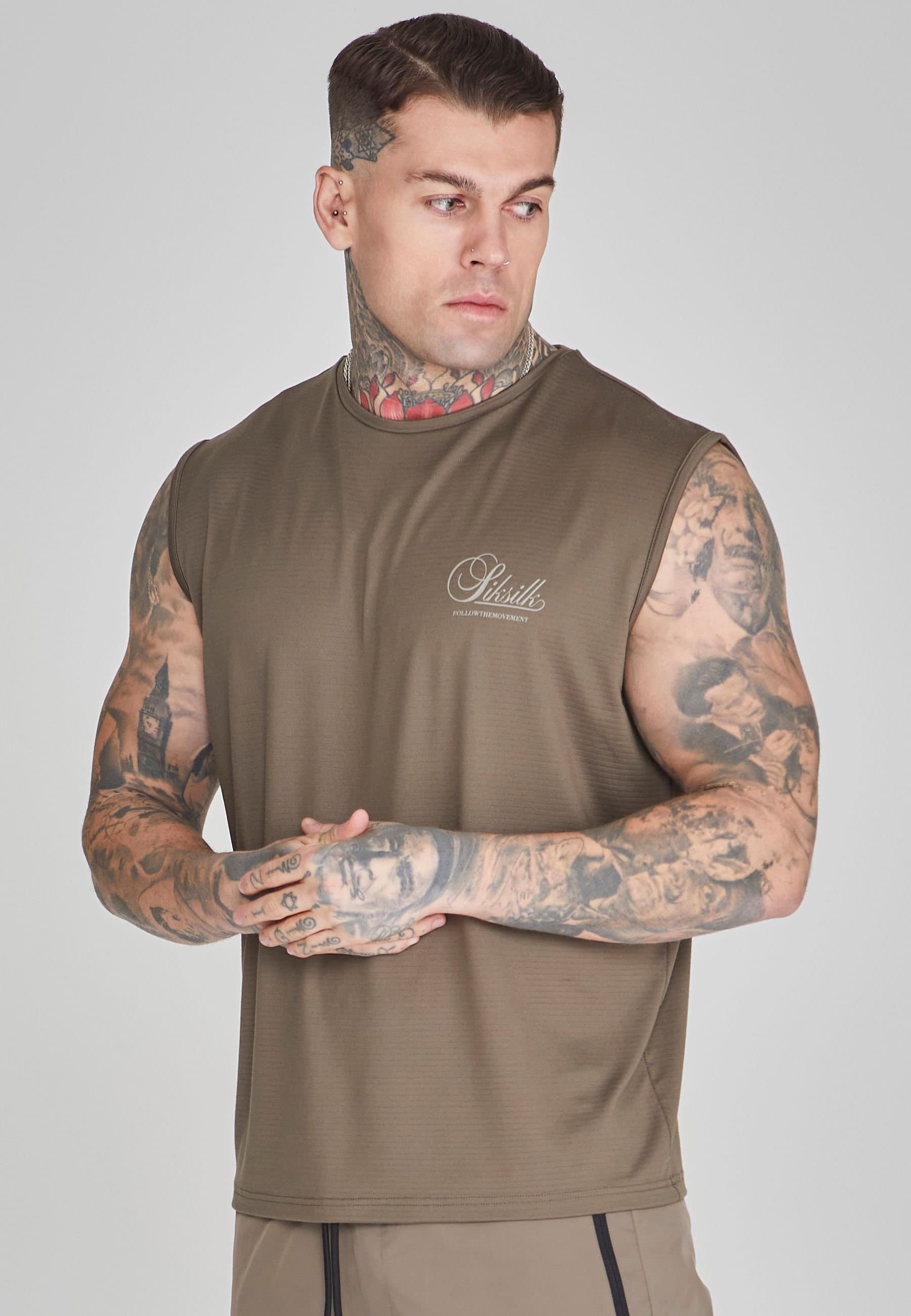 SikSilk SikSilk Men's Relaxed Logo Vest in Brown