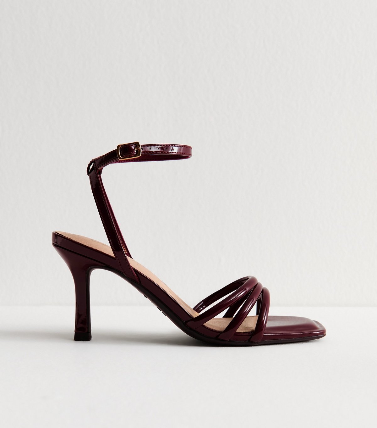 New Look Women's Dark Burgundy Strappy Stiletto Heel Sandals Vegan New Look - 4