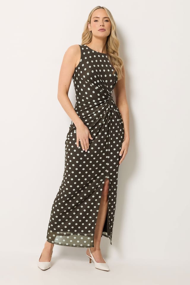 Long Tall Sally Long Tall Sally Women's Tall Polka Dot Twist Maxi Dress in Chocolate - 2