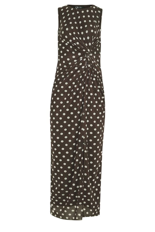 Long Tall Sally Long Tall Sally Women's Tall Polka Dot Twist Maxi Dress in Chocolate - 3