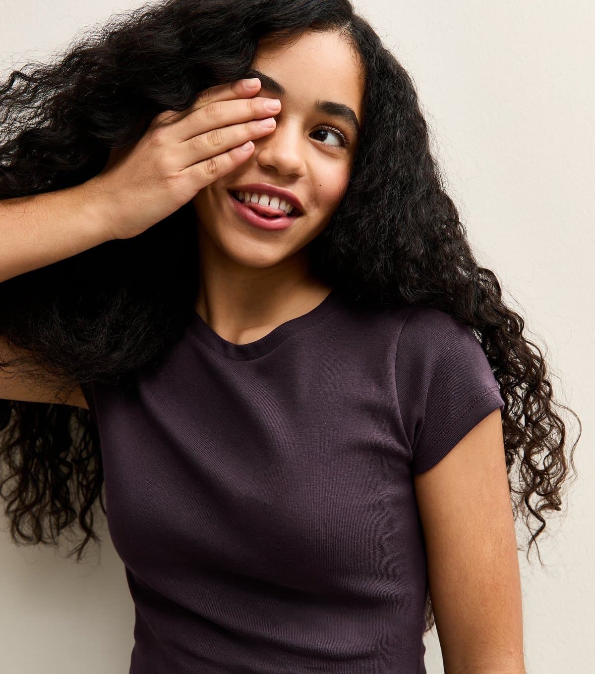 New Look Girls' Dark Purple Cap Sleeve Baby Tee New Look