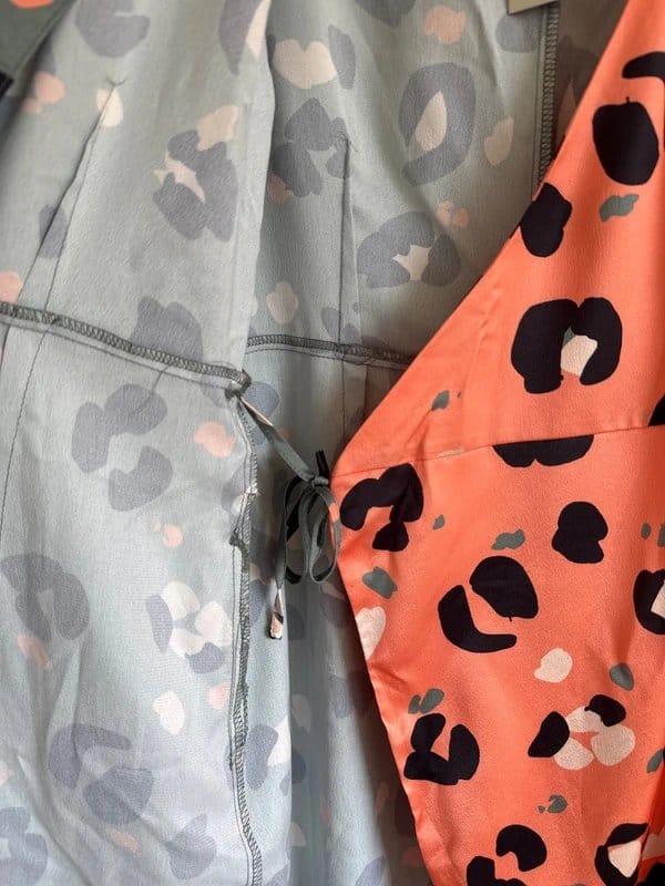 Never Fully Dressed Coral & Khaki Leopard Print Wrap Dress
