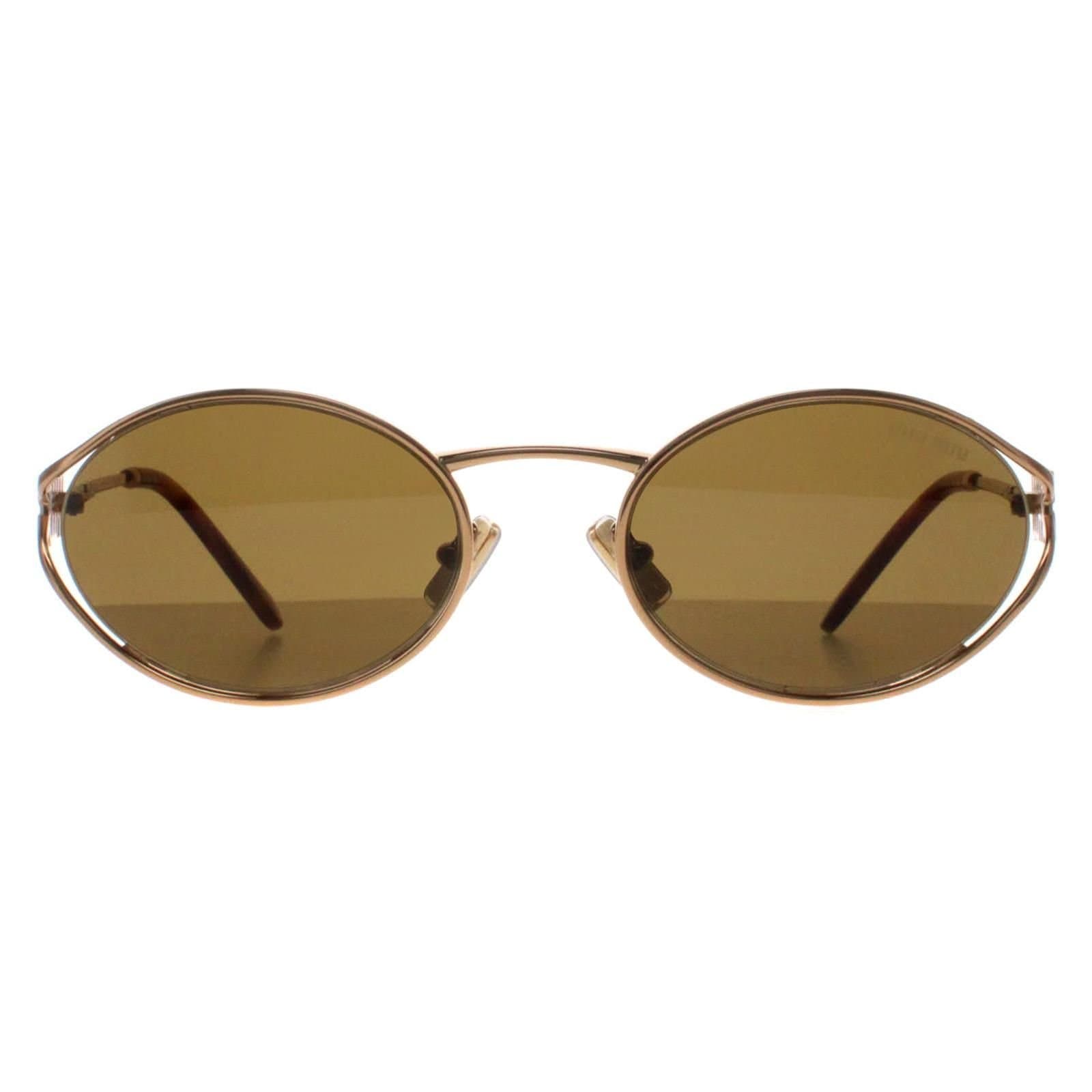 Miu Miu Miu Miu Women's Oval Brass Gold Dark Brown MU52YS