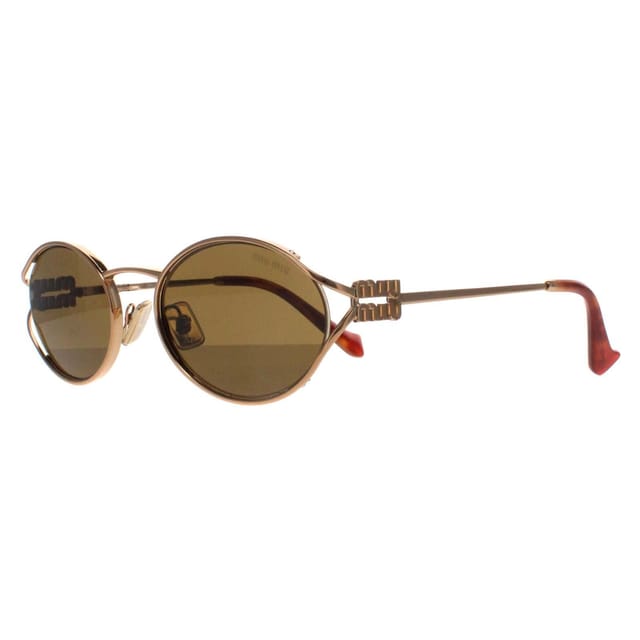 Miu Miu Miu Miu Women's Oval Brass Gold Dark Brown MU52YS - 2