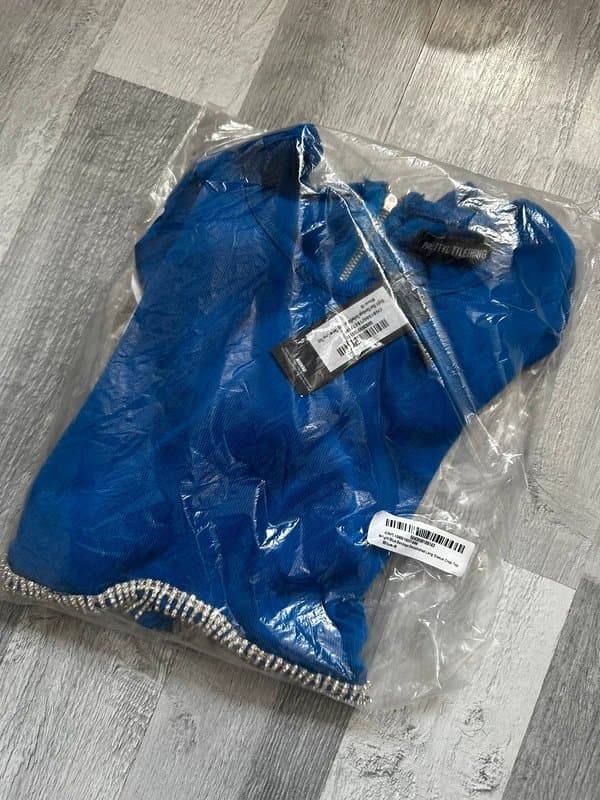 PrettyLittleThing Royal blue ringtone long sleeve crop top NEW