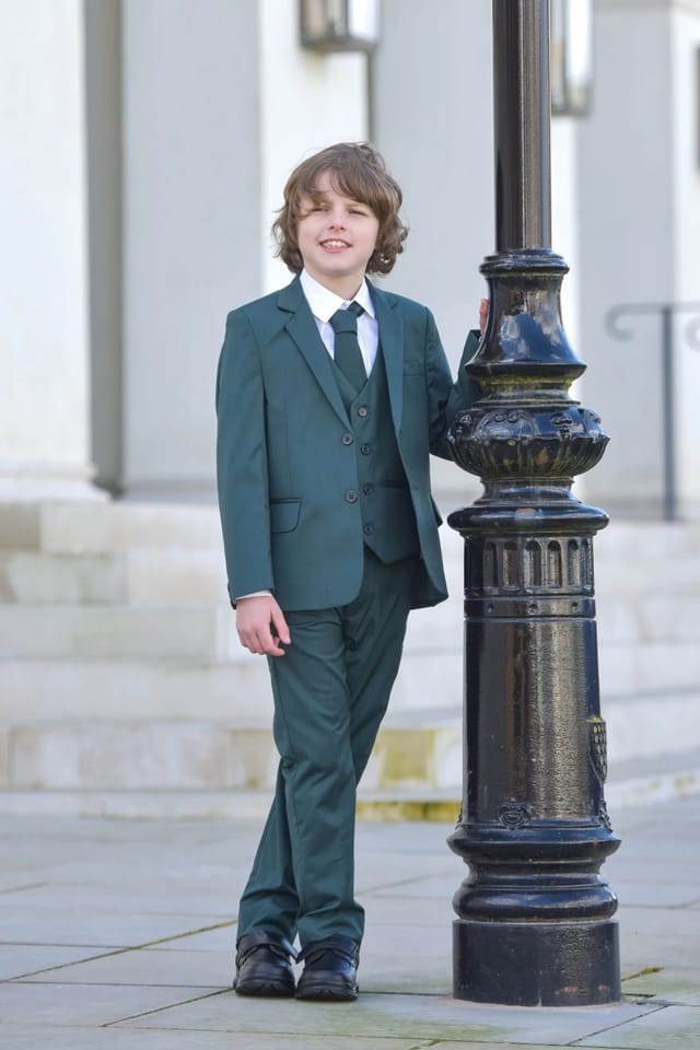Vivaki Vivaki Men's 5 Piece Dark Green Suit - 3