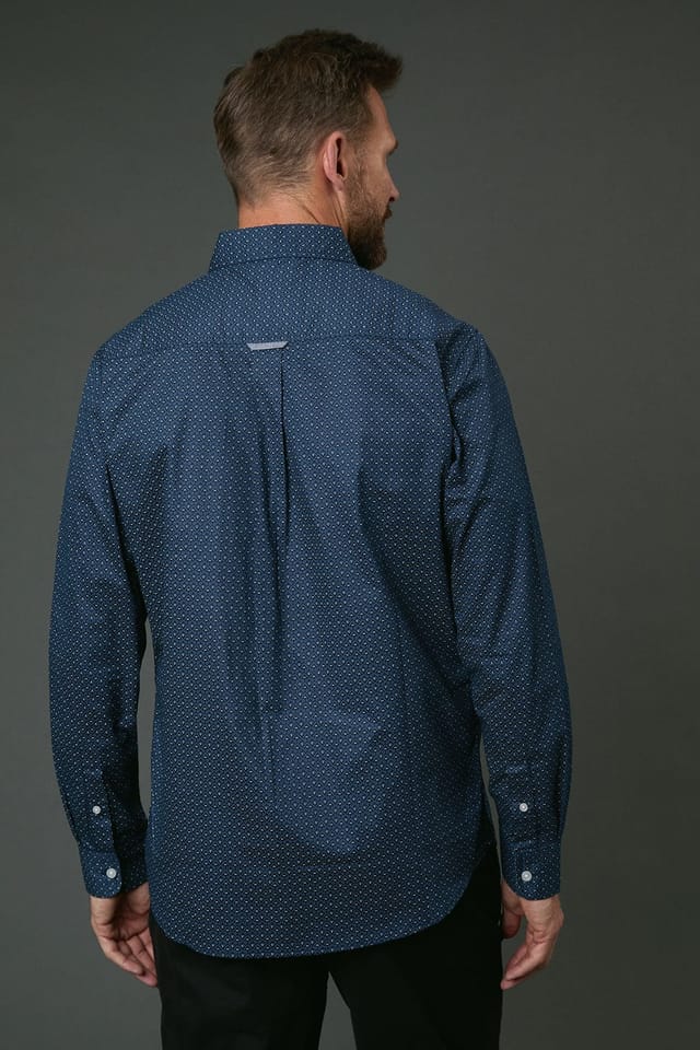 Maine Maine Men's Navy Penrose Print Long Sleeve Shirt - 3