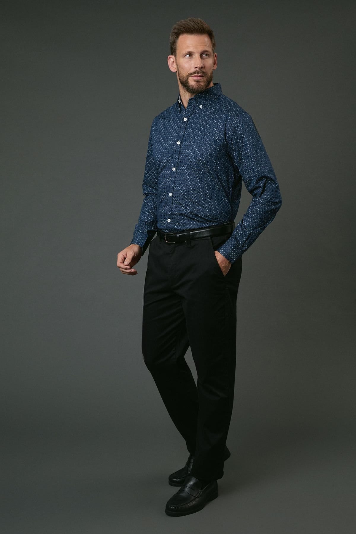 Maine Maine Men's Navy Penrose Print Long Sleeve Shirt - 4