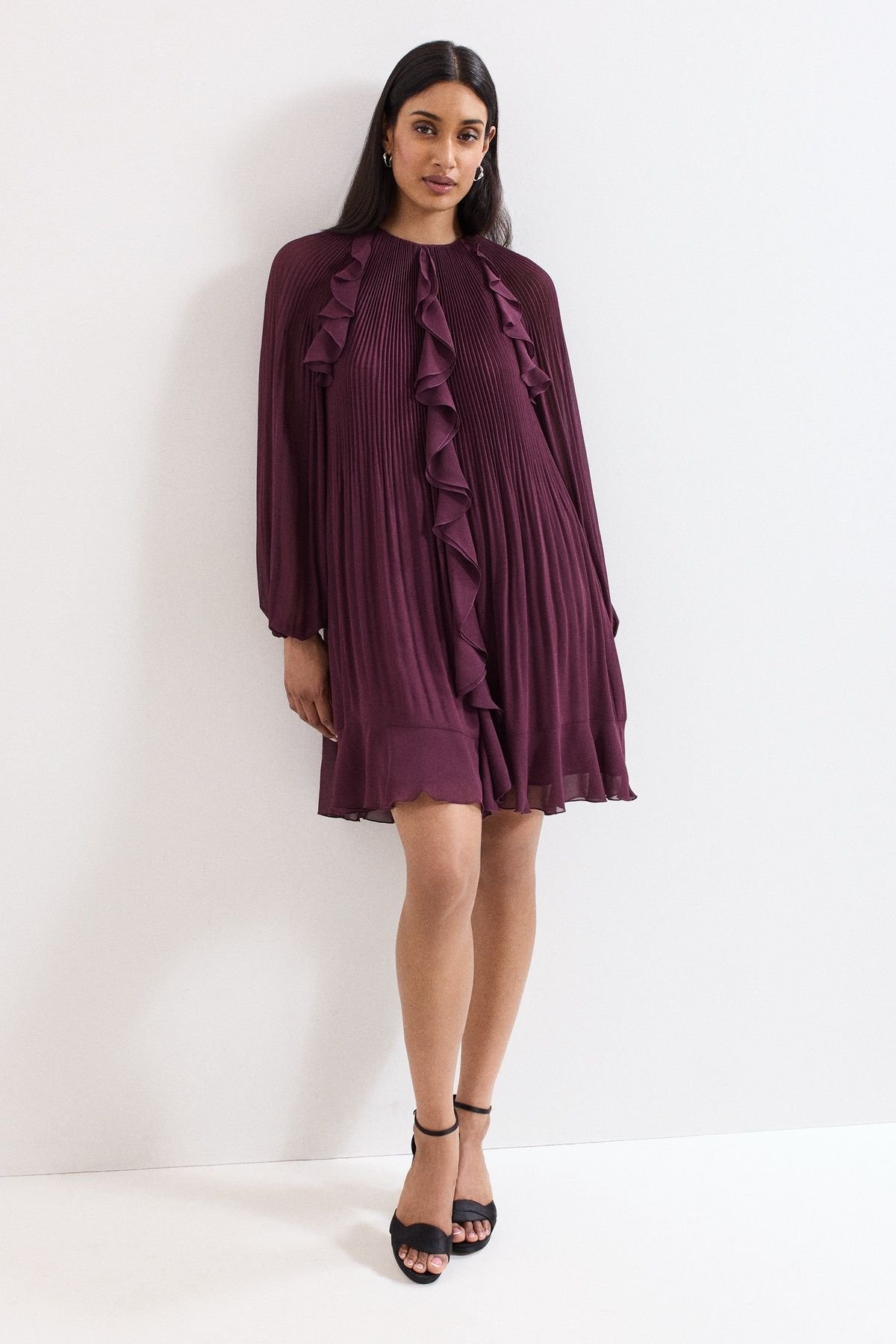 Phase Eight Phase Eight Women's Layla Frill Swing Dress in Wine - 3